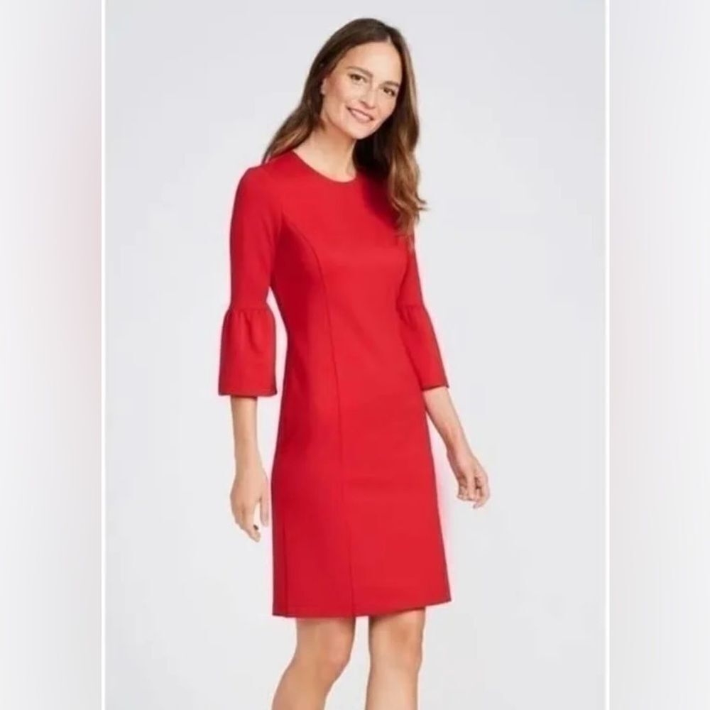 J. McLaughlin Red Keaton Bainbridge Bell Sleeve Dress